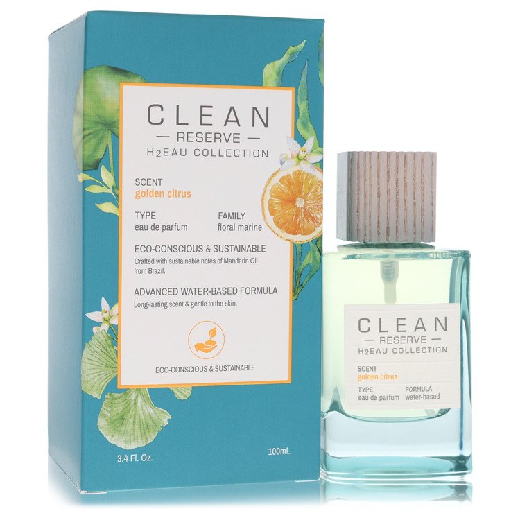 image showing the bottle and packaging for Clean Reserve Golden Citrus Perfume By Clean Eau De Parfum Spray (Unisex) 100ml
