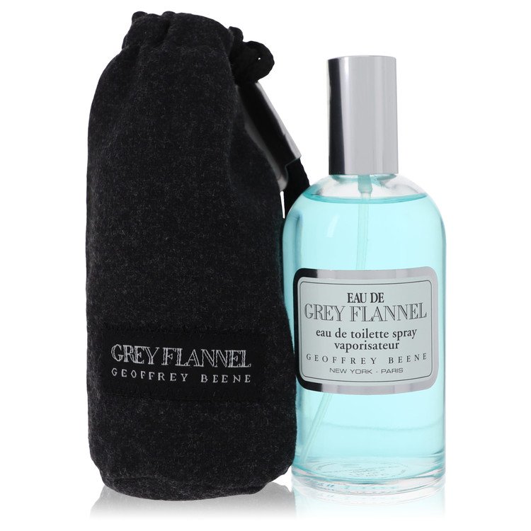 image showing the bottle and packaging for Eau De Grey Flannel Cologne By Geoffrey Beene Eau De Toilette Spray 120ml