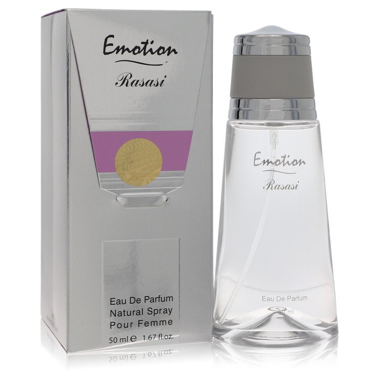 image showing the bottle and packaging for Rasasi Emotion Perfume By Rasasi Eau De Parfum Spray 50ml