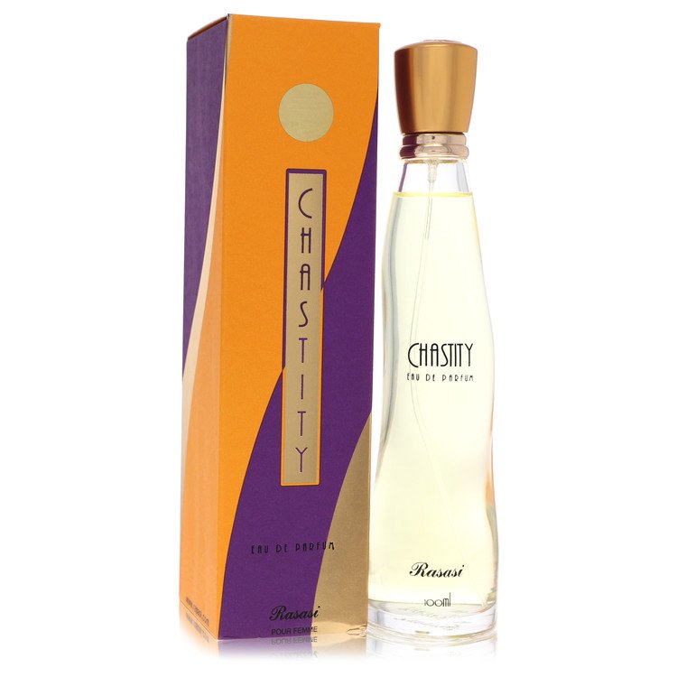 image showing the bottle and packaging for Rasasi Chastity Perfume By Rasasi Eau De Parfum Spray 100ml