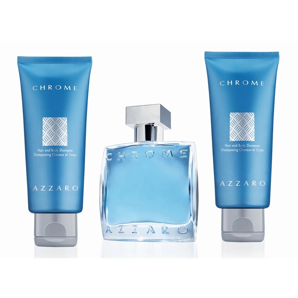 Chrome Cologne EDT and Shampoo Gift Set By Azzaro - Just Perfume
