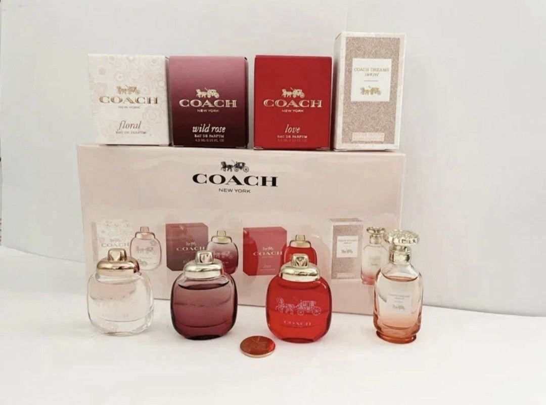 Coach 4pc Mini Set Floral + Wild Rose + Love + Dreams Sunset - Just Perfume