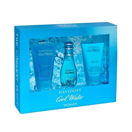 Davidoff Cool Water Woman 3pc Set 30ml Edt Spray + 50ml Body Lotion + 50ml Shower Gel - Just Perfume