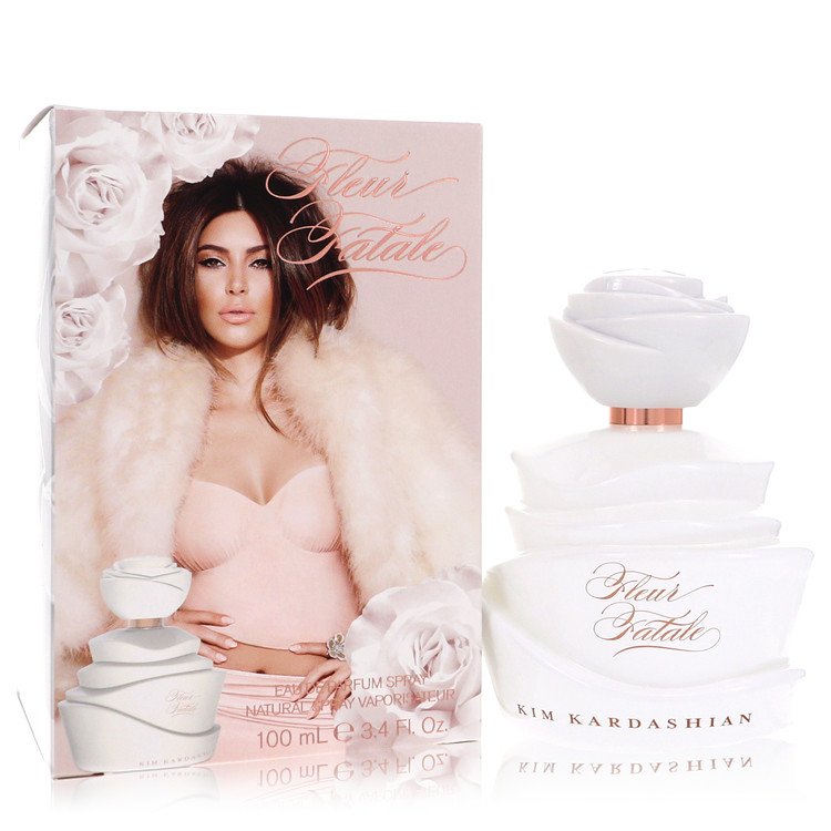 image showing the bottle and packaging for Fleur Fatale Perfume By Kim Kardashian Eau De Parfum Spray 100ml