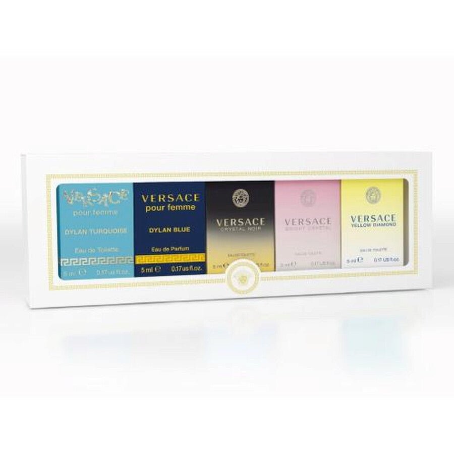 Versace 5pc Mini Gift Set Women Bright Crystal + Yellow Diamond + Crystal Noir + Dylan Turquoise + Dylan Blue - Just Perfume